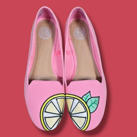 SO | authenic American heritage Lemon Embroidered loafer style fabric flats - Picture 2 of 15